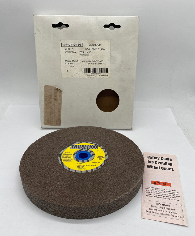 NEW Tru-Maxx 85642064 Aluminum Oxide 60 Grit Wheel 8x1x1" 