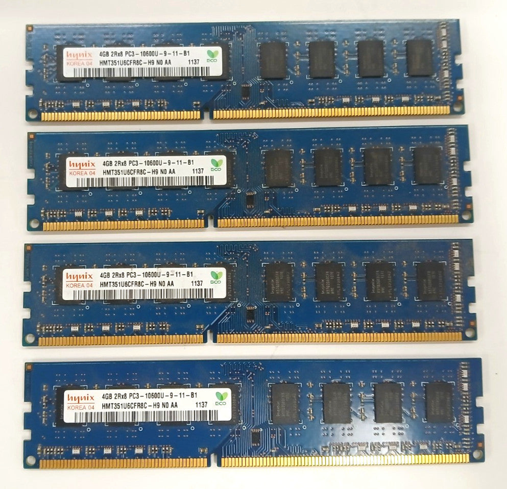 HYNIX 4GB 2RX8 PC3-10600U-9-11-B1 4GB 240PIN DDR3 DESKTOP MEMORY RAM  LOT OF 4