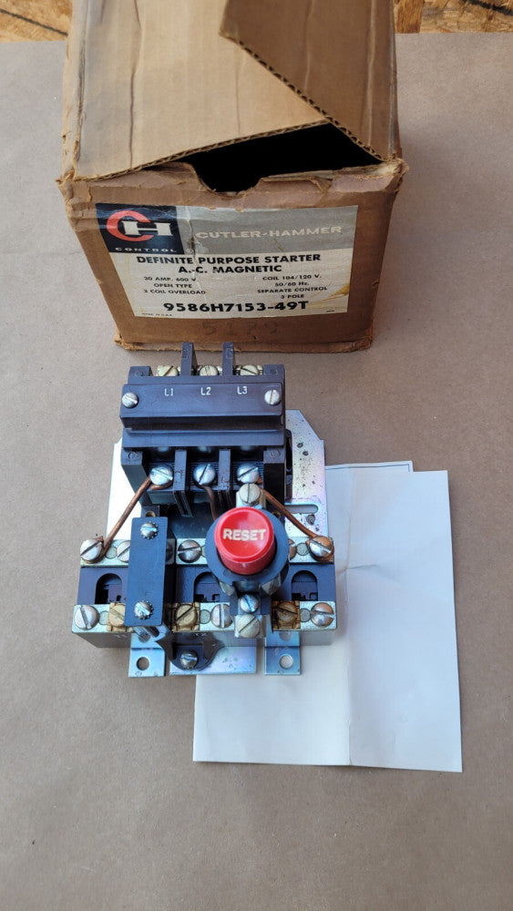 Cutler Hammer 9586H7153-49T Definite Purpose Motor Starter 30A 600V