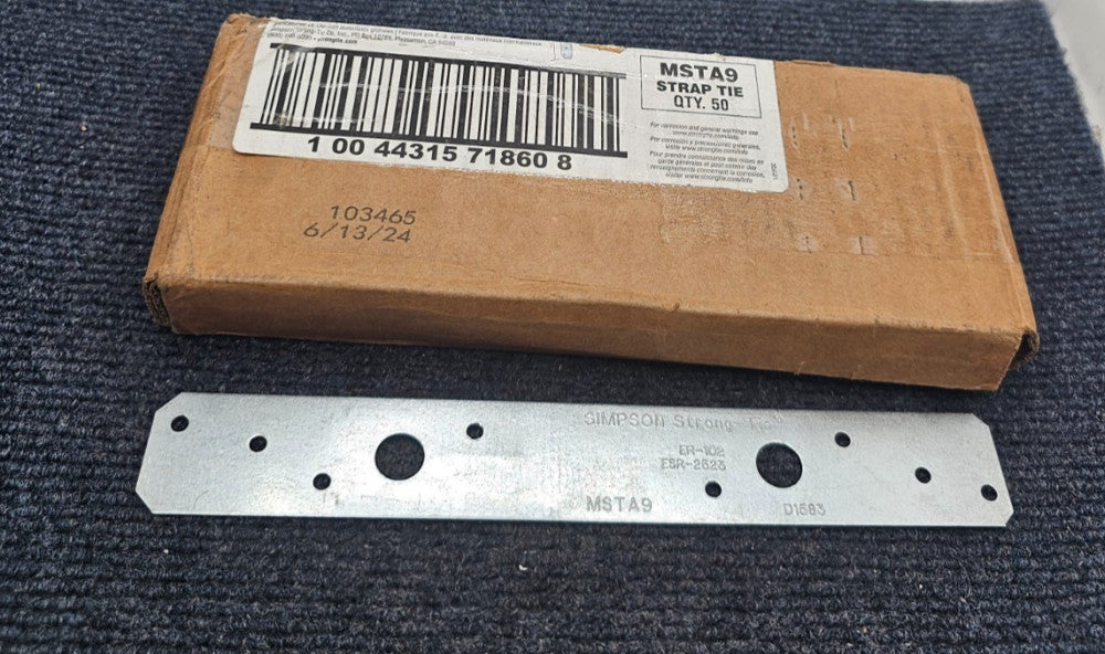 (QTY 50) Simpson Strong Tie MSTA9 ER-102 ESR-2523 Steel Strap Ties