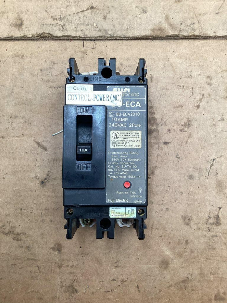 Fuji Electric 10A Circuit Breaker; BU-ECA2010 10A 240VAC 2 Pole