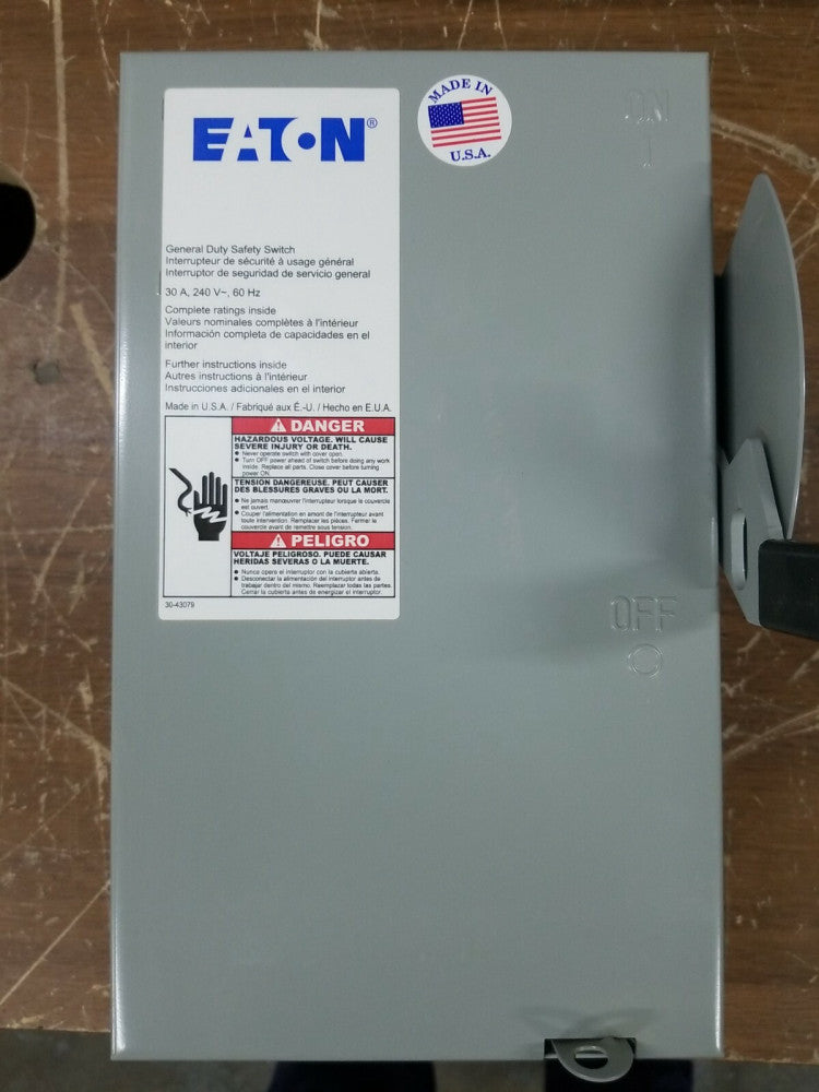 NEW Eaton DG221UGB 30A/2P/240V GD Non-Fusible Safety Switch *NEW 