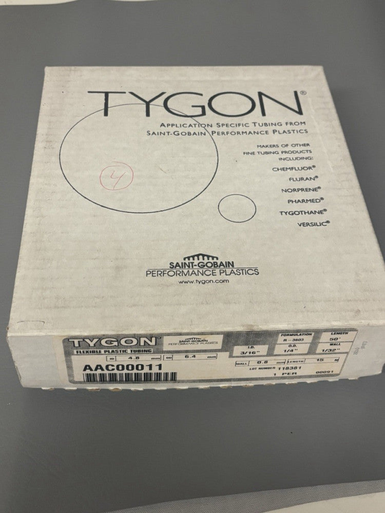 TYGON AAC00011 R-3603 3/16" ID 1/4" OD Clear Flexible PVC Tubing 50 FT
