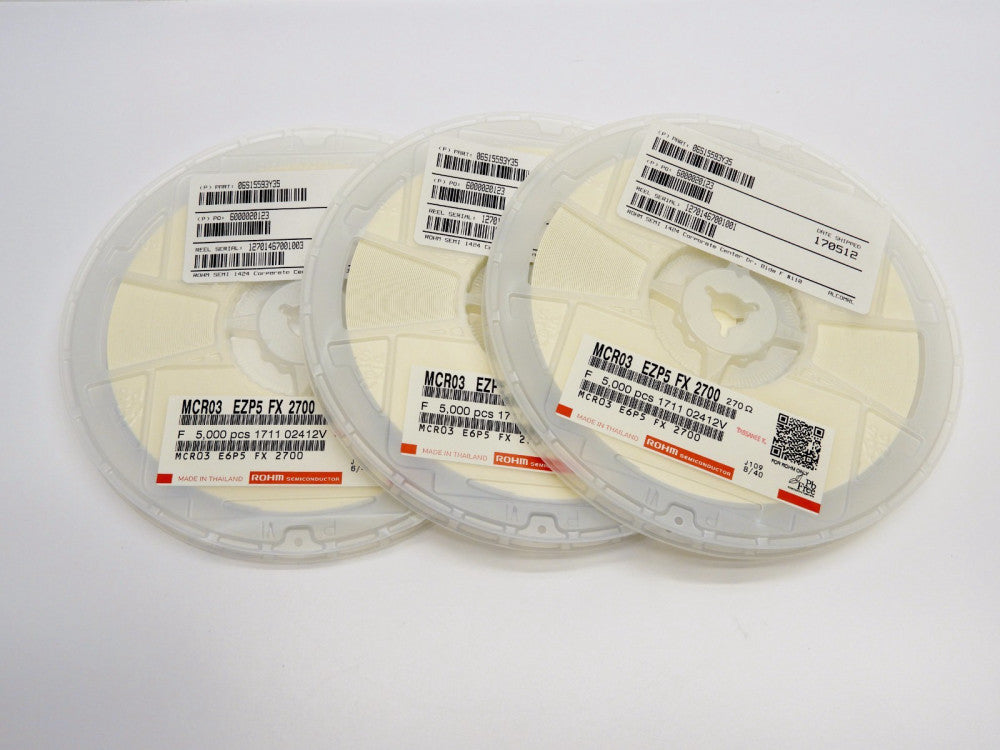 (15,000 pcs) Rohm Chip Resistors MCR03 EZP 5 FX 2700 (3 rolls of 5,000 ea) NEW