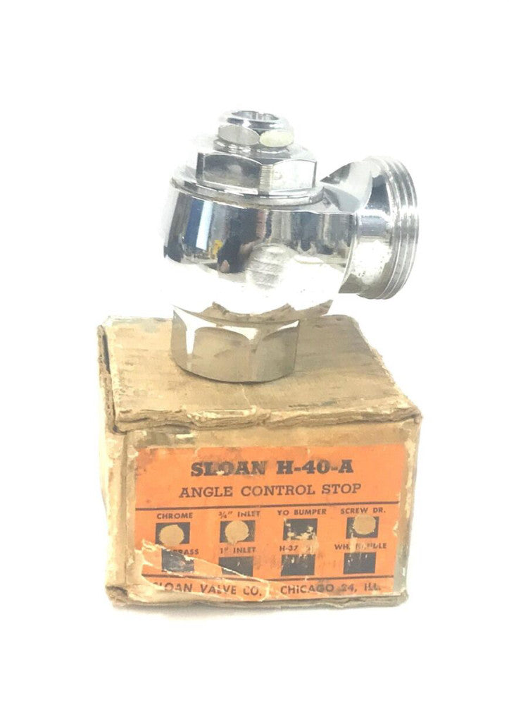 Sloan Chrome 3/4" Inlet Screw Drive Angle Control Stop H-40-A NOS