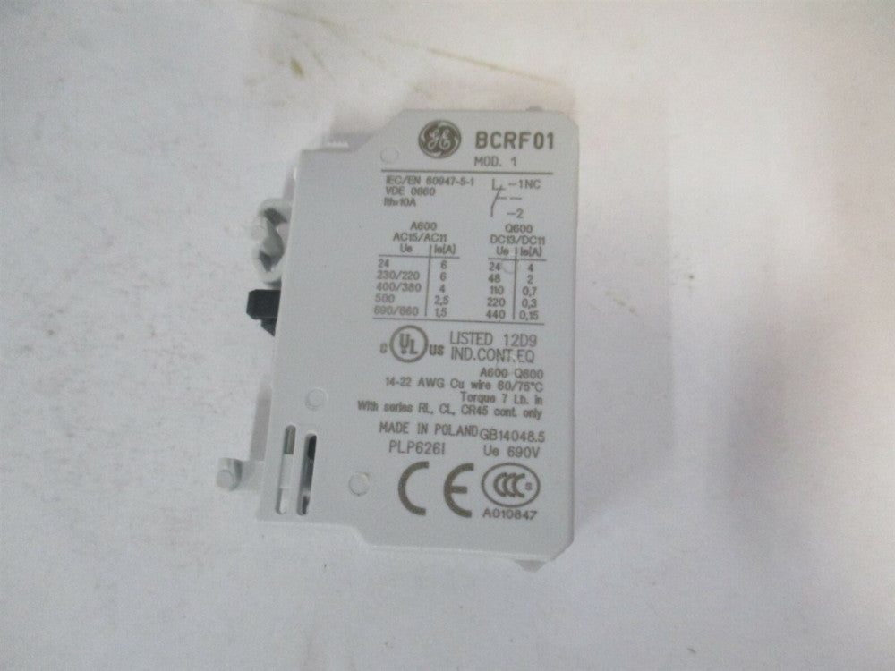 GE (BCRF01) 600V AC 10 A GE IEC CL Contactors Auxiliary Contact Block 