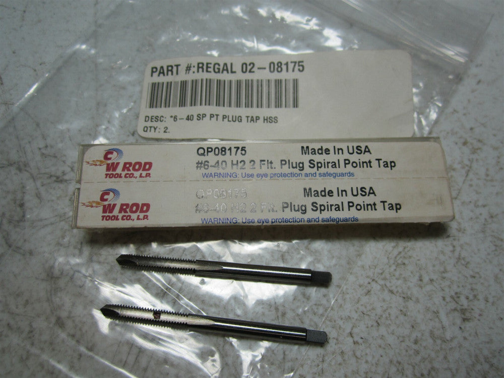 Quality Plus (QP08175) #6-40 H2 2 Flute Plug Spiral Point Tap - Pack of 2