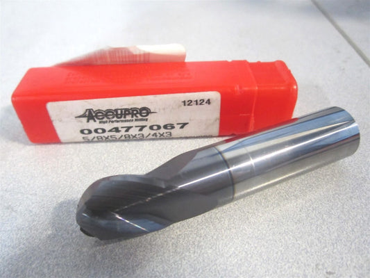 (12176721) 5/8" x 3/4" x 5/8" x 3" OAL 3 Flute Solid Carbide Ball End Mill 