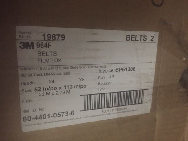 3M Cloth Belt 964F 60-4401-0573-6, 52 in x 110 in 24 YF-weight, 2 per case 