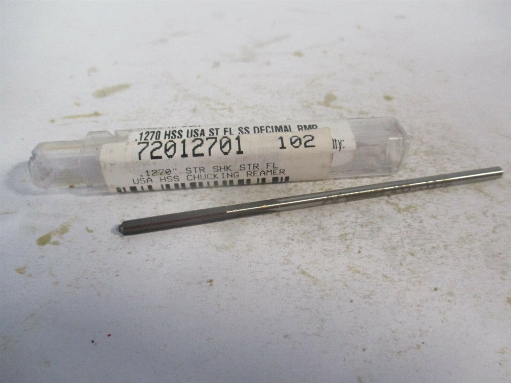 (433-0.1270) 0.127" x 7/8" x 3-1/2" OAL Straight Shank HSS 4Fl Chucking Reamer