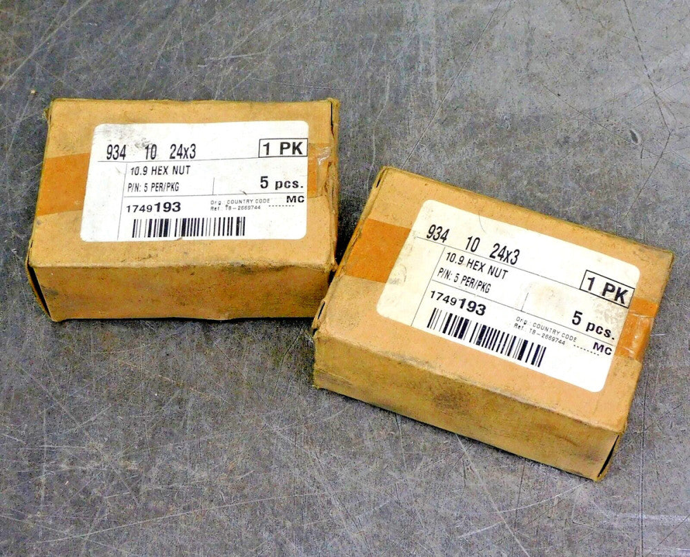 934 10 Steel Hexagon Nut M24-3.0 Class 10.9 Hex Nut DIN 934 Lot of (9)