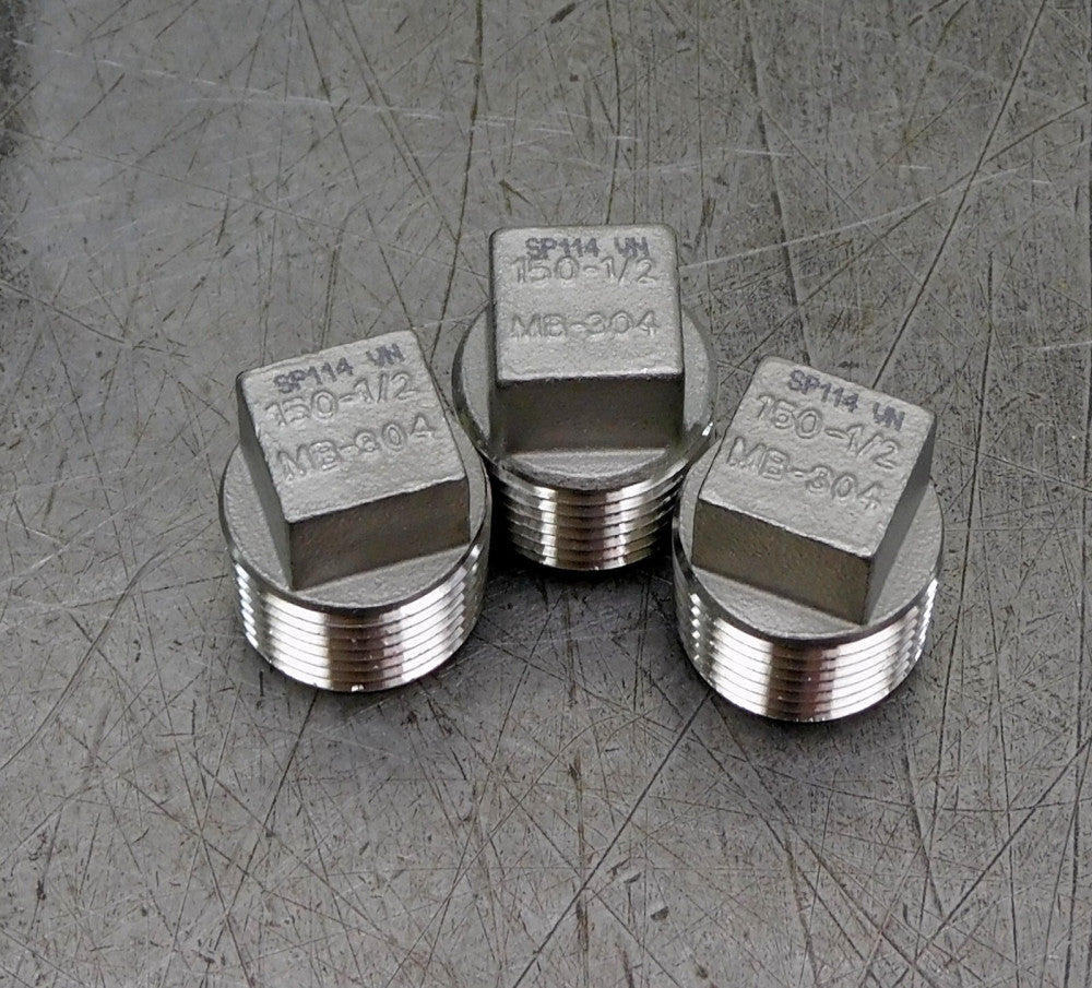 Guardian Worldwide 40SQ112N012 Square Head Plug 1/2" Stainless Steel Lot of (3)