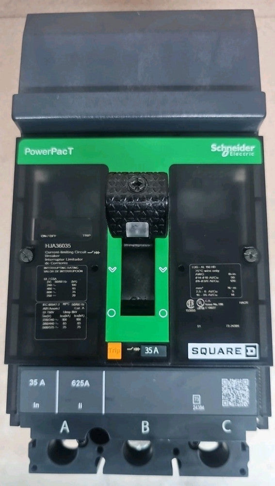 SQUARE D I-LINE POWERPACT HJA36035 65KAIC 480V 35 AMP CIRCUIT BREAKER NTO