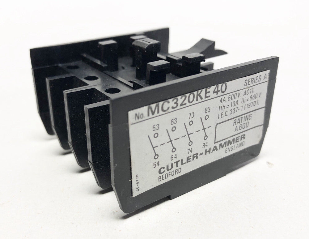  Cutler Hammer MC320KE40 Auxiliary Contact NEW
