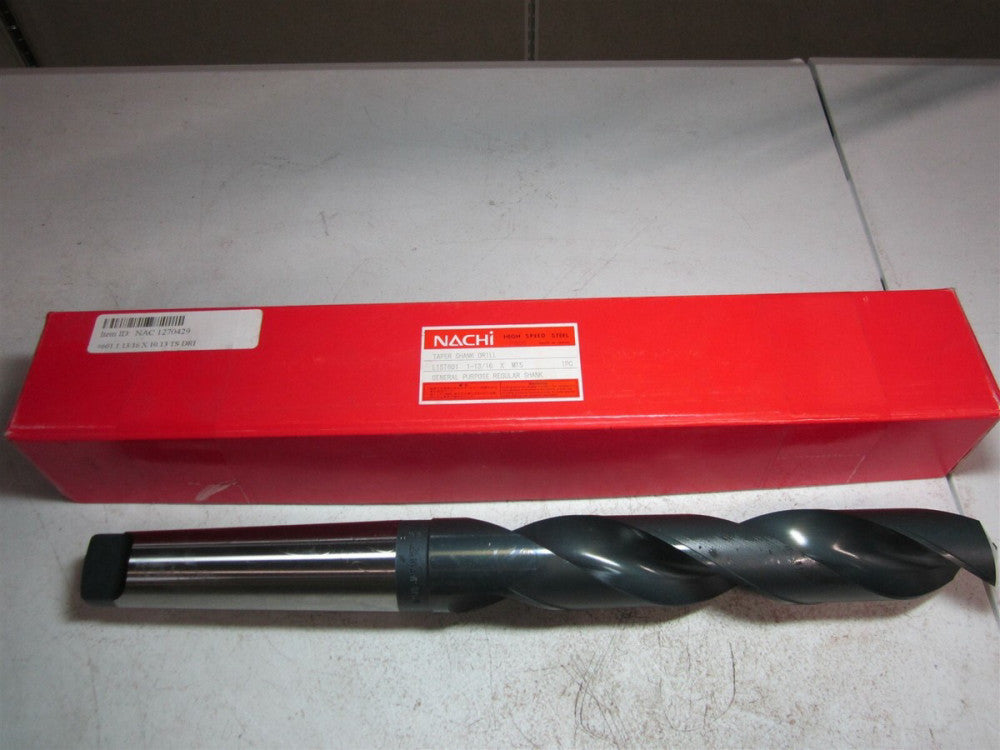 NACHI (1270429) 1-13/16" Size, 5MT 118° High Speed Steel Taper Shank Drill