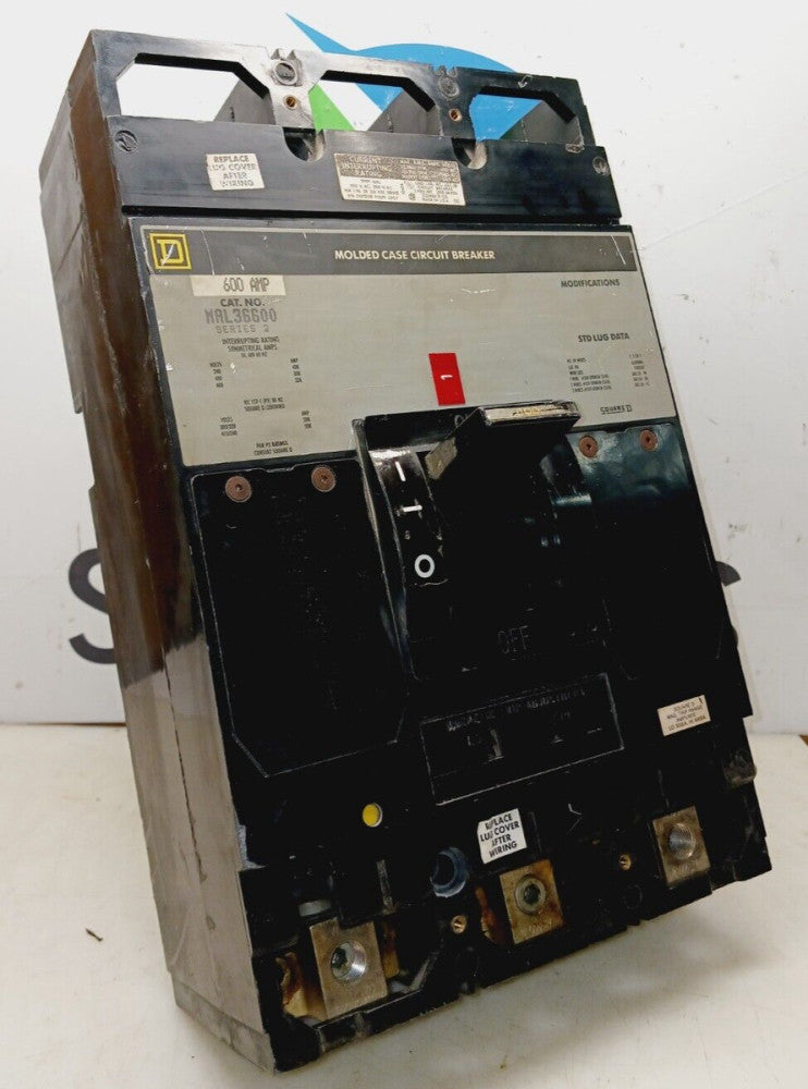 SQUARE D MAL36600 600 AMP CIRCUIT BREAKER 3 POLE 600 VAC 250 VDC (FLAW)