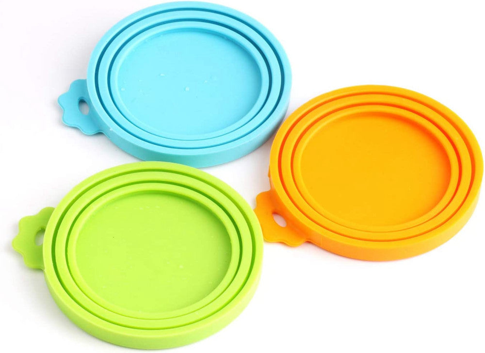 Pet Food Can Cover Silicone Can Lids for Dog and Cat Food, Multicolor, 3-Pack