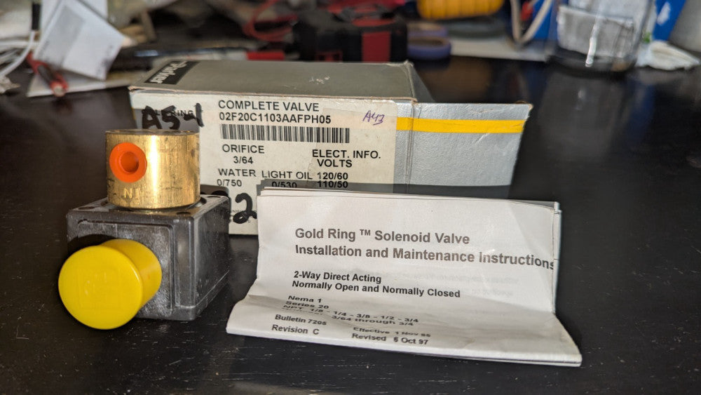 (1) Parker Gold Ring Solenoid Valve 02F20C1103AAFPH05 110120VAC NIB