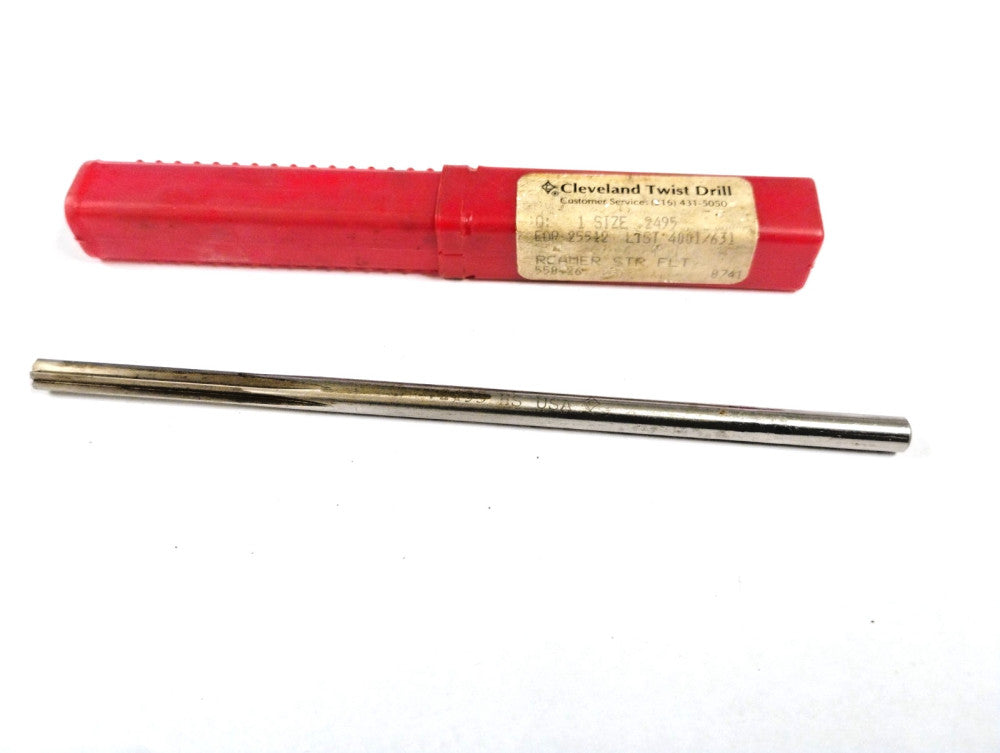 CLEVELAND HS 0.2495" REAMER STR 6-FLT 2-3/16" LOC 6" OAL 0.24" SHANK DIA