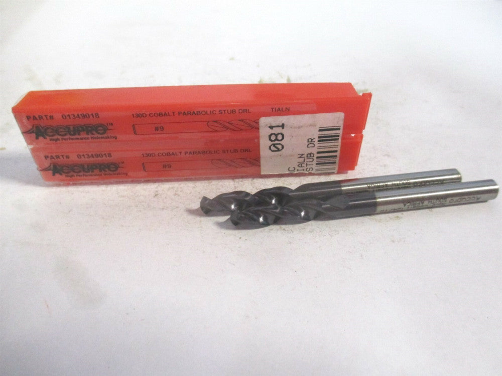 (1630498A-AC) #9 130° Parabolic Flute Cobalt Screw Machine Drill Bit - Qty 2 