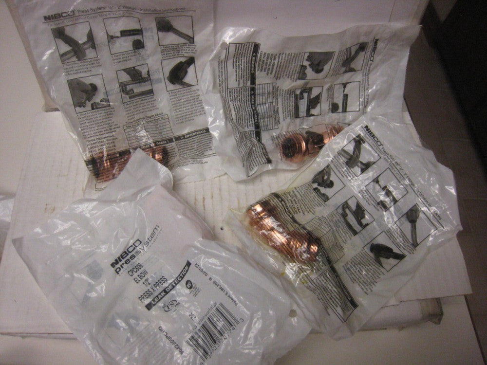 Lot Of 4 CPC606 P5 NIBCO 45° COPPER ELBOW FITTING, 1/2" PRESS x 1/2" PRESS