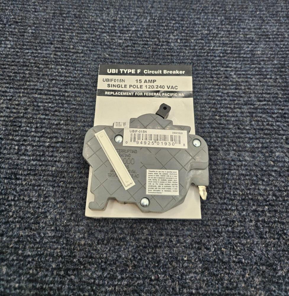 Connecticut Electric UBIF-015N: One Pole 15 Amp Thin Series Circuit Breaker Gray