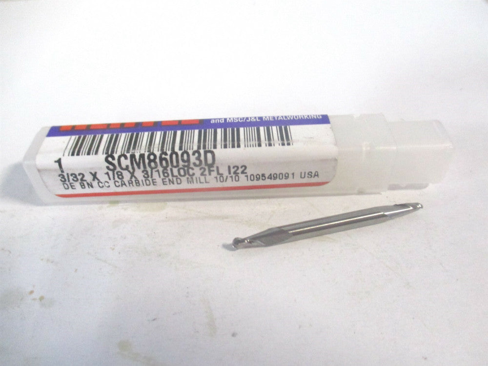 (E599924386) 3/32" x 3/16" x 1/8" x 1-1/2" OAL Solid Carbide 2Fl Ball End Mill 