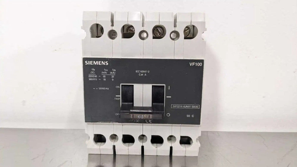 Siemens 3VF2214-0JN41-0AA0 Circuit Breaker 63A VF100 4 Pole