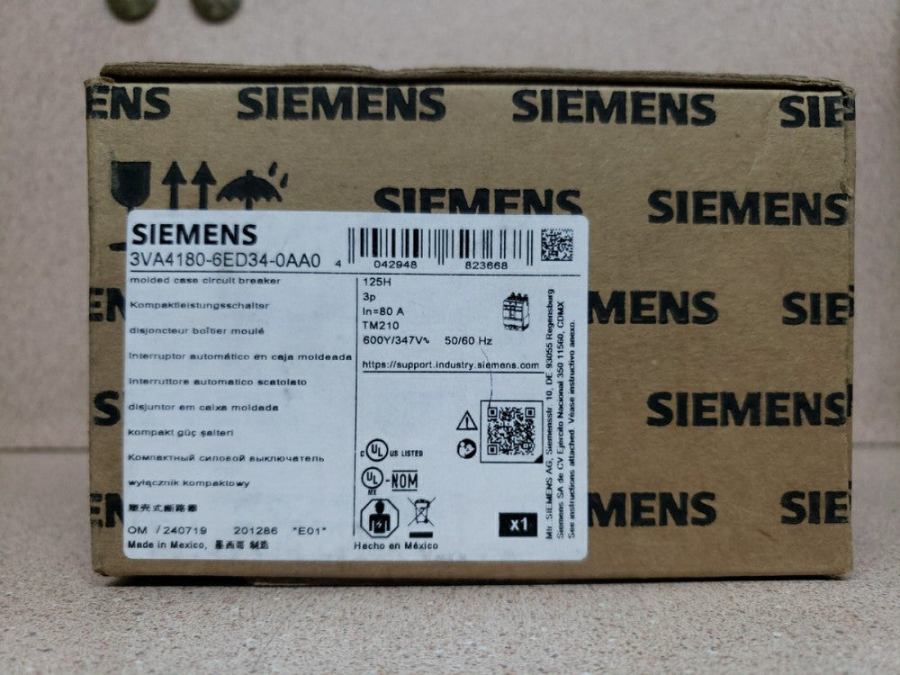 1) NEW SIEMENS 3VA4180-6ED34-0AA0 CIRCUIT BREAKER