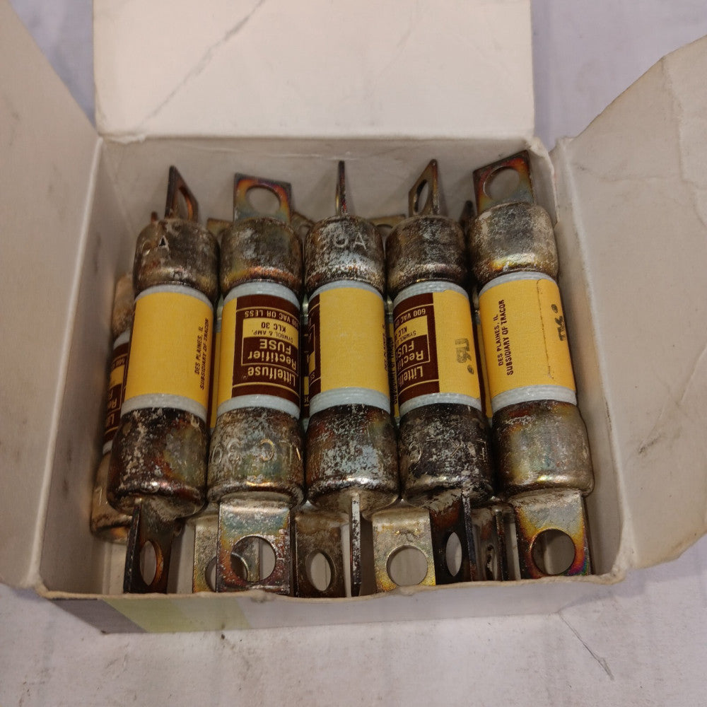 BOX OF 10) NEW LITTELFUSE 30 AMP RECTIFIER FUSE 600 VAC KLC30