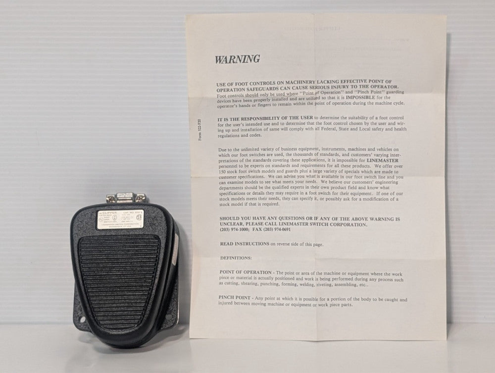 Linemaster 632-S Clipper foot switch, 20A 125/250VAC, 1HP, USA made as shown
