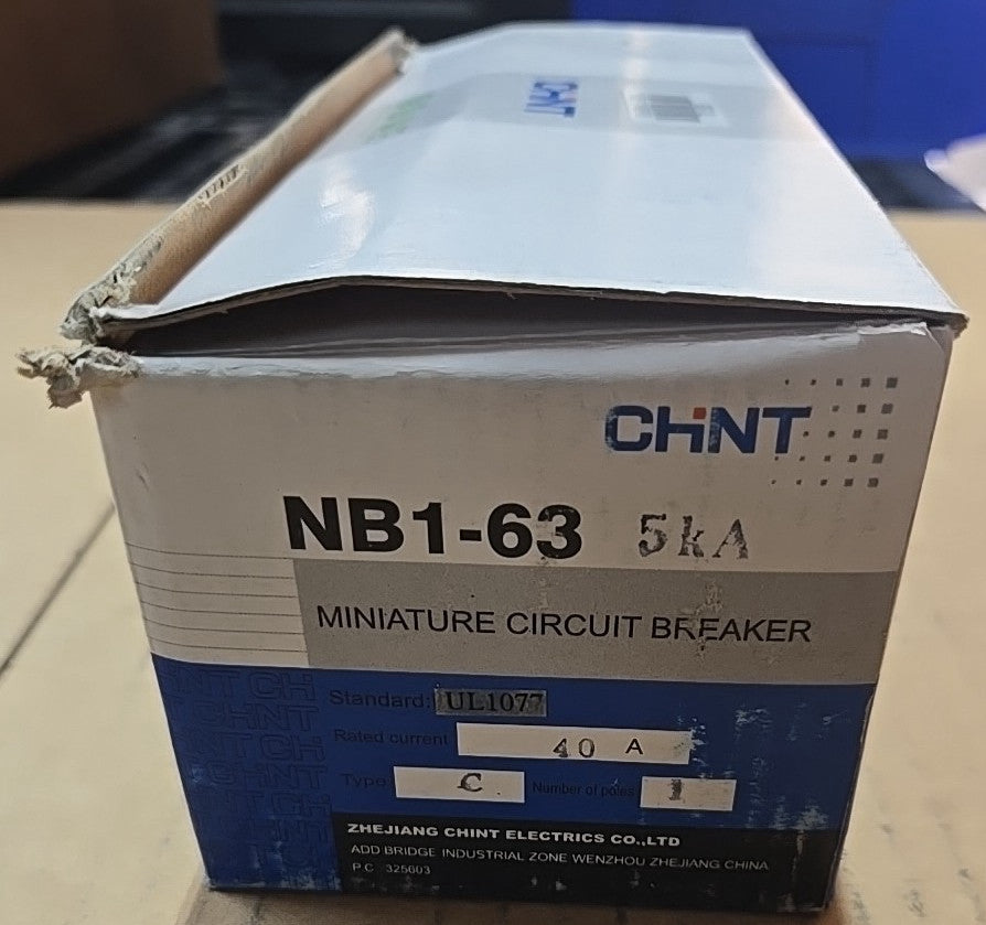 BOX OF 4 CHINT NB1-63 C40 1 POLE MINIATURE CIRCUIT BREAKER