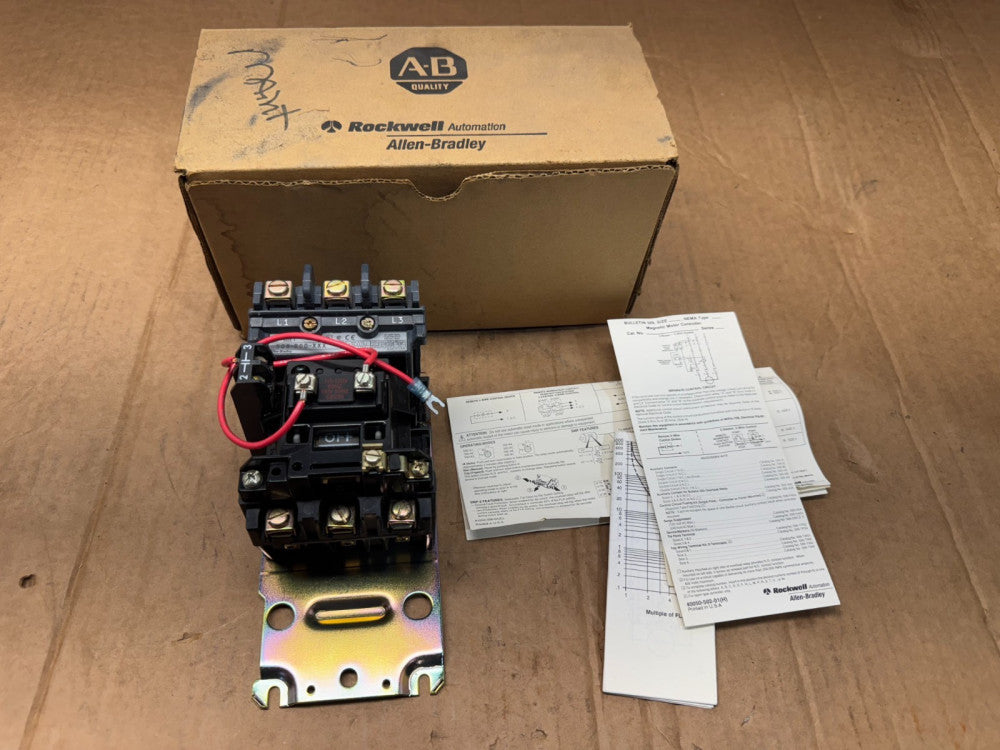 NEW IN BOX ALLEN-BRADLEY SIZE 1 STARTER 110/120V. COIL 509-BOD-XXX SERIES B