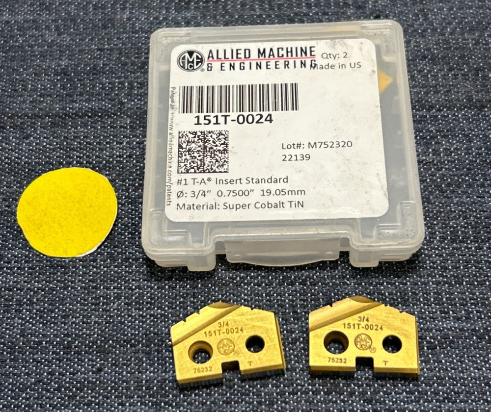 ALLIED MACHINE DRILL INSERT 151T-0024  DIAMETER  3/4"  #1 T-A   LOT OF 2