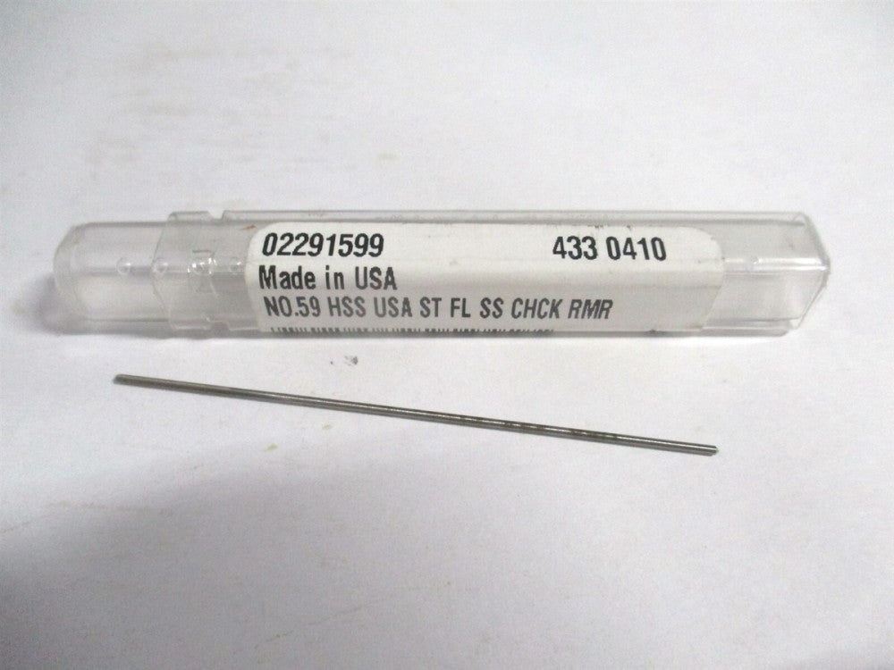 (433-0.0410) #59 1/2" x 2-1/2" OAL Straight Shank HSS 4-Flute Chucking Reamer 