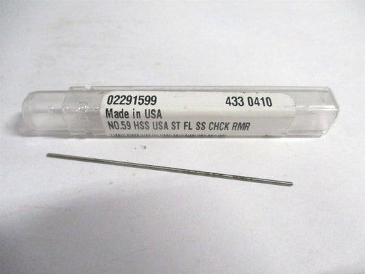 (433-0.0410) #59 1/2" x 2-1/2" OAL Straight Shank HSS 4-Flute Chucking Reamer 