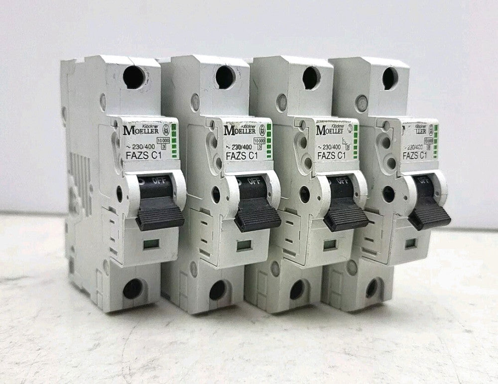 4 Pack Klockner Moeller FAZS-C1 1A Single 1 Pole 1 Circuit Breaker ~230/400