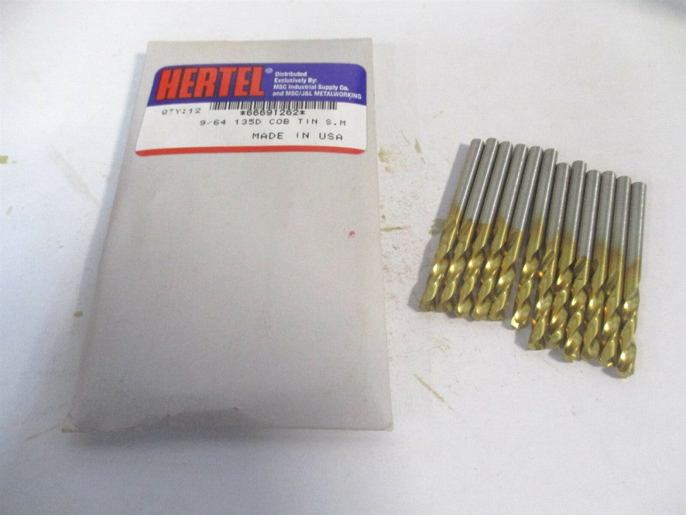 (66691262) 9/64 x 15/16 x 1-15/16 135° Spiral Cobalt Machine Drill Bit - Qty 12