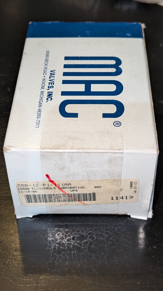 NEW MAC 55B-12-PI-111AA CONTROL VALVE 55 SERIES 3-WAY W/ SOLENOID PID-111AAAA