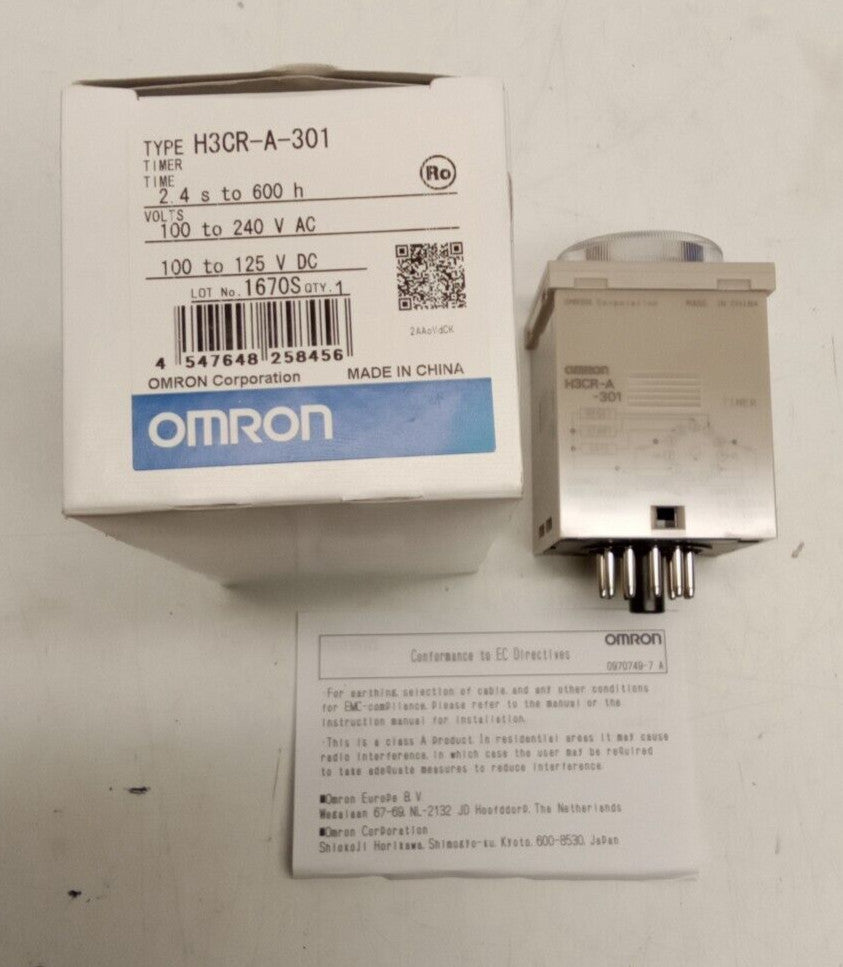 OMRON H3CR-A-301 Timer 2.4 s to 600 h Lot No. 1670S