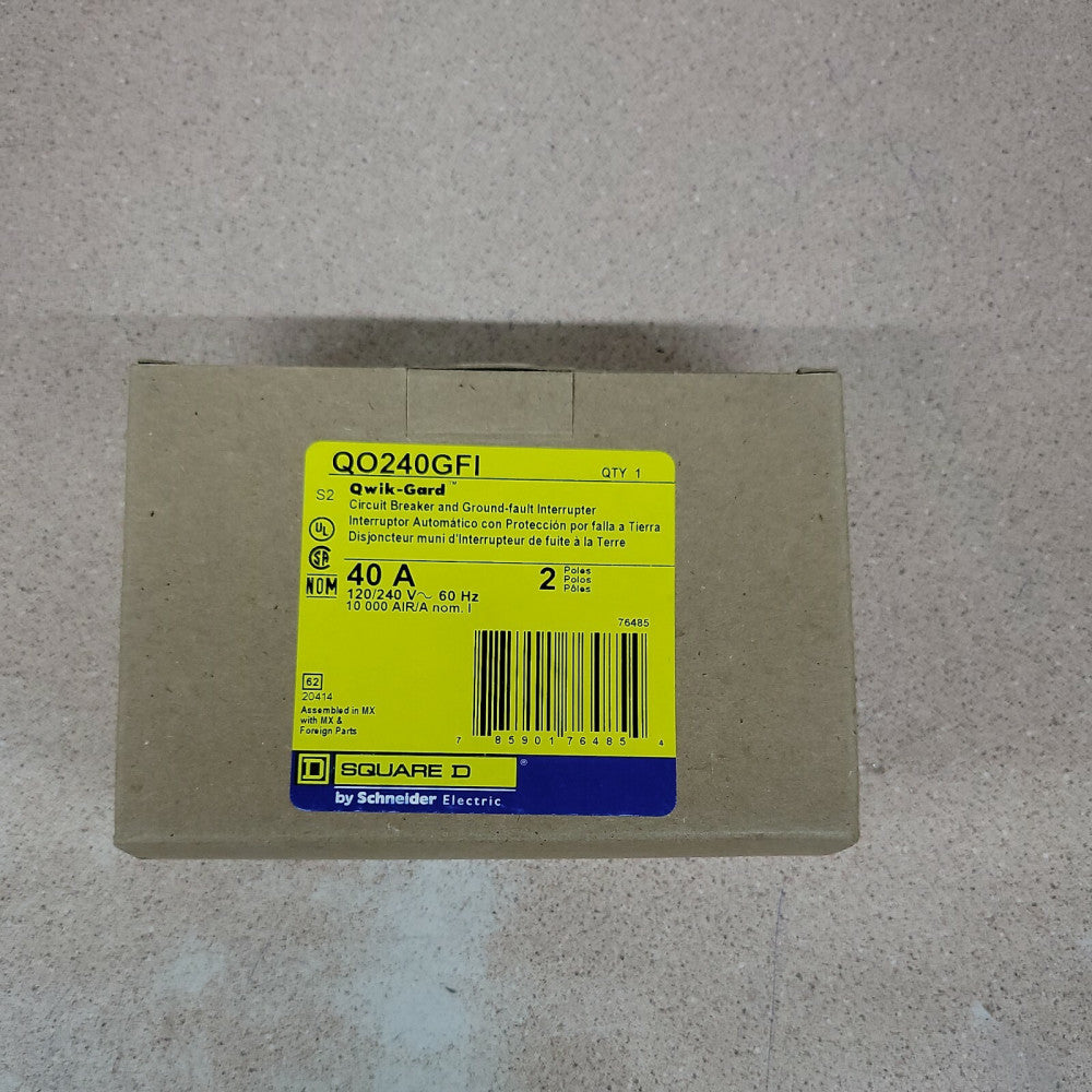  (1) NEW IN BOX SQUARE D QO240GFI 40A CIRCUIT BREAKER 2P PLUG-ON BEST PRICE!