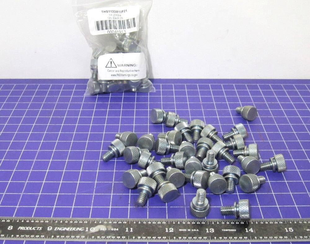 Electro Hardware 1/4-20 Knurled Head Steel Thumb Screws 3/4" OAL Quantity 60 Pcs