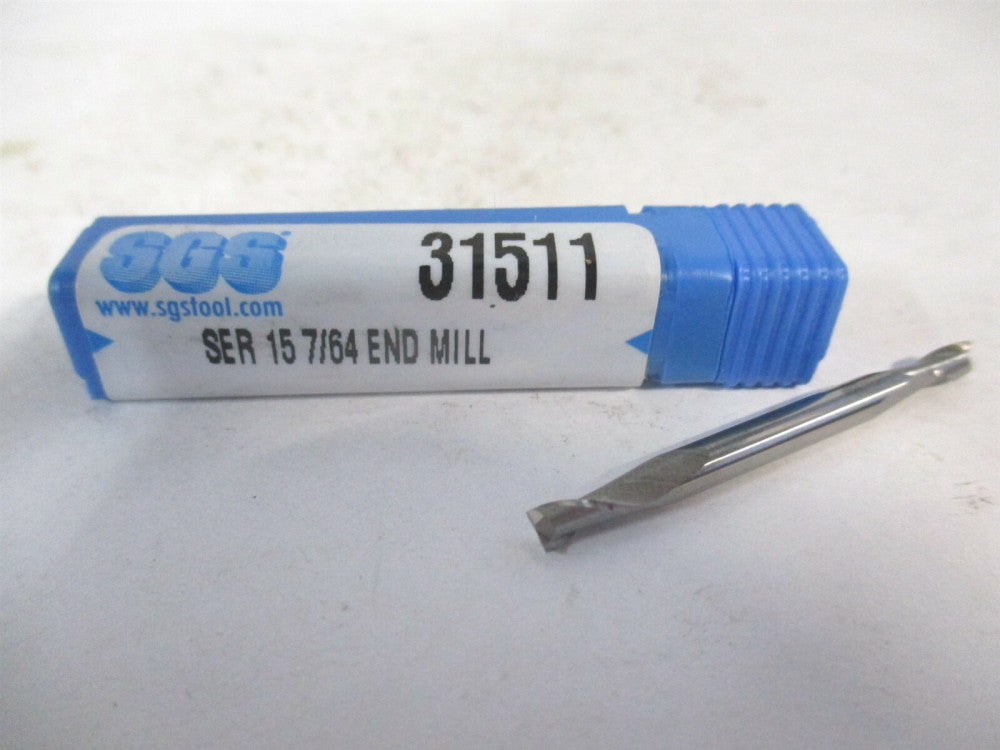 SGS (31511) 7/64 x 3/16 x 1/8 x 1-1/2" OAL 2-Flute Solid Carbide Square End Mill