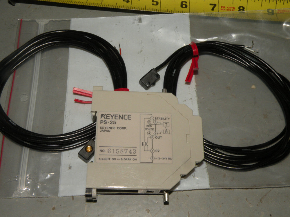KEYENCE PS-55 (PS-55T+PS-55R) Photoelectric Sensor Switch & PS-25 Amplifier
