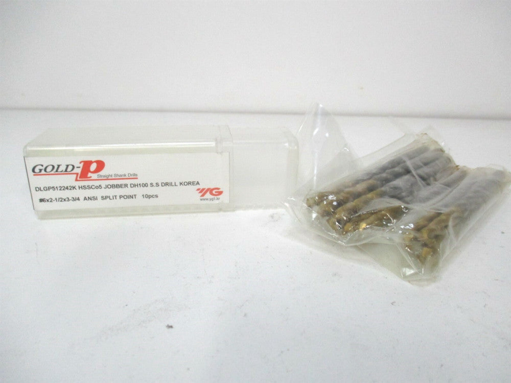 YG-1 (DLGP512242K) #6 x 1/2" x 3-3/4" HSS DH100 Jobber Drill Bit - Pack of 10