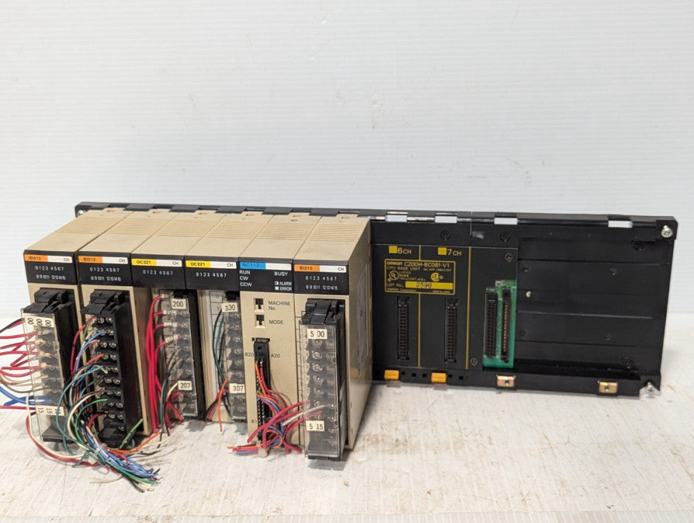 Omron C200H-BC081-V1 CPU Base Unit with 6 modules as pictured
