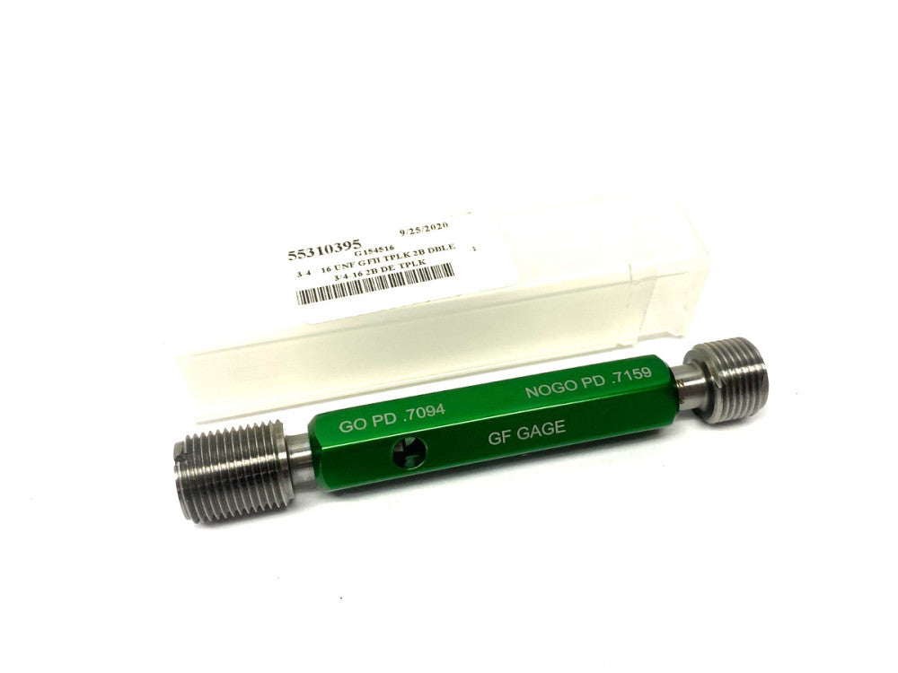 GF Gage W0750162BS Plug Thread Gage: 3/4-16 Thread, 2B Class, Double End