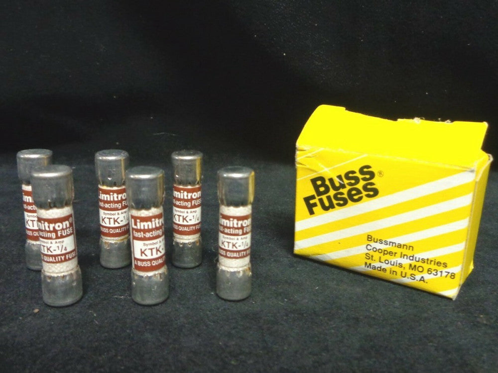 BUSSMANN ~ FUSES ~(LOT OF 6) KTK-1/4 ~ 600 VAC ~ NEW IN THE BOX 