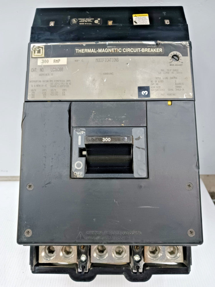 Square D 300 Amp I-Line Thermal-Magnetic Circuit Breaker 3P 600V LC36300 (Flaw)