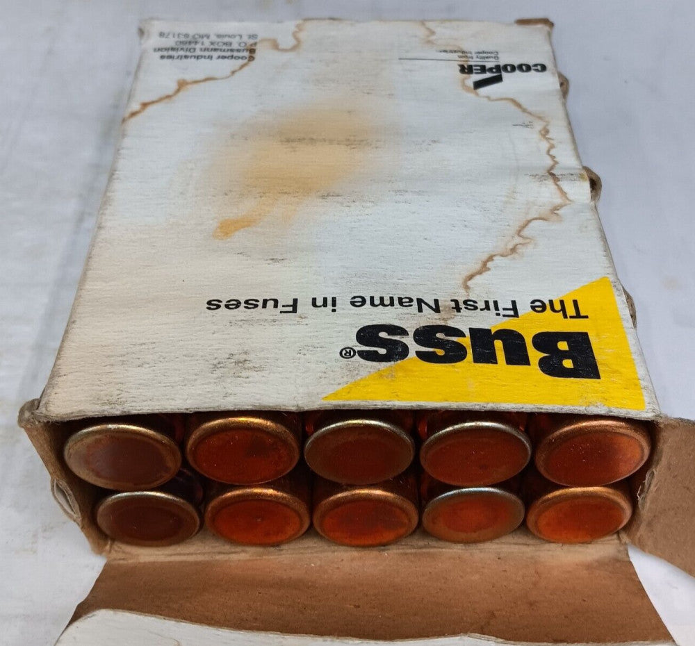 BOX OF 10) NEW COOPER BUSSMAN 2 AMP FUSETRON FUSE CLASS RK5 600 VAC FRS-R-2